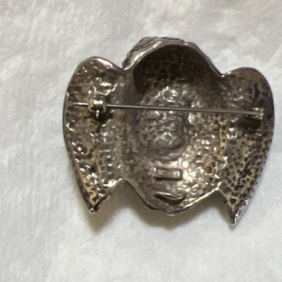 Sterling Silver Baroque Cherub Head Brooch 32 Grams Vintage - Picture 6 of 9